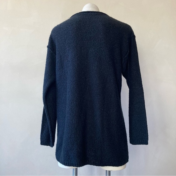 Minimalist Black Knit Comfy Crew Neck Sweater - Picture 2 of 3